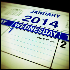 Calendar showing January 1, 2014